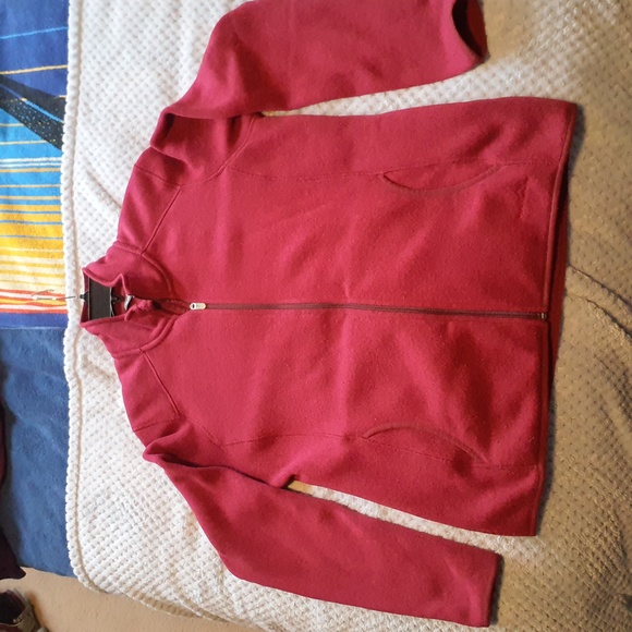Eddie Bauer Burgundy Fleece full zipper sweater - Picture 2 of 4